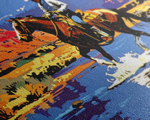 Load image into Gallery viewer, Crossing The Colorado River, Framed Canvas Print, Kitsch Western Wall Art, Colorful Western Painting Original Artwork, Pop Art Painting
