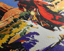 Load image into Gallery viewer, Crossing The Colorado River, Framed Canvas Print, Kitsch Western Wall Art, Colorful Western Painting Original Artwork, Pop Art Painting
