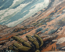 Carregar imagem no visualizador da galeria, Vintage Western Desert Landscape Art Print, Retro Cactus Framed Canvas, Scenic Southwest Artwork, Unique Desert Wall Decor
