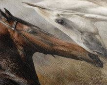 Cargar imagen en el visor de la galería, Black and White Horses, Framed Canvas Print for Elegant Living Room Decor, Equine Art for Home and Bedroom Decoration

