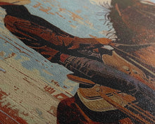 Load image into Gallery viewer, Cowboy Riding Horse in Abstract Style, Perfect Bedroom Art, Framed Canvas Print, Rustic Living Room Decor, Modern Home Decoration
