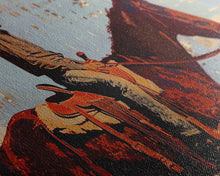 Load image into Gallery viewer, Cowboy on Horse with Rustic Background, Stunning Wall Art, Framed Canvas Print, Boho Bedroom Decor, Western Home Decoration
