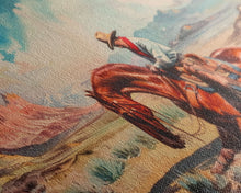 Load image into Gallery viewer, Cowboy Comforting Horse in Open Plains, Farmhouse Western Decor, Framed Canvas Print, Country Living Art, Rustic Wall Art for Home
