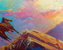 Load image into Gallery viewer, Cowboy Watching Sunset Over Canyon, Farmhouse Style Framed Canvas Print for Living Room Wall Art, Vibrant Home Decor, Western Landscape
