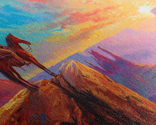 Load image into Gallery viewer, Cowboy and Horse with Canyon View, Farmhouse Style Framed Canvas Print for Bedroom Wall Art, Vibrant Home Decor, Western Scenic Art
