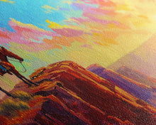 Load image into Gallery viewer, Cowboy on Horse Under Vibrant Sky, Farmhouse Style Framed Canvas Print for Bedroom Wall Art, Rustic Home Decor, Western Scenic Art
