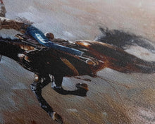 Carregar imagem no visualizador da galeria, Action-Packed Rodeo Scene with Bucking Horse, Beautiful Framed Canvas Print, Western Living Room Art, Rustic Bedroom Decor, Wall Art
