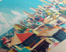 Carregar imagem no visualizador da galeria, Accra, Ghana Travel Poster Panoramic Canvas Print, Accra, Ghana Painting, Ghana Art, Accra Travel Art, Guest Room Painting
