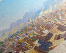Carregar imagem no visualizador da galeria, Ad-Dawhah, Qatar Panoramic Travel Poster Canvas Print, Ad-Dawhah, Qatar Painting, Qatar Art, Ad-Dawhah Travel Art, Guest Room Painting
