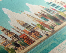 Carregar imagem no visualizador da galeria, Ahmedabad, India Panoramic Travel Poster Canvas Print, Ahmedabad, India Painting, India Art, Ahmedabad Travel Art, Living Room Painting
