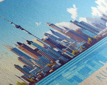 Carregar imagem no visualizador da galeria, Auckland, New Zealand Panoramic Travel Poster Canvas Print, Auckland, New Zealand Painting, New Zealand Art, Auckland Travel Art, Guest Room Painting
