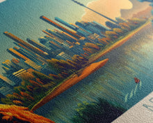 Load image into Gallery viewer, Benoni, South Africa Panoramic Travel Poster Canvas Print, Benoni, South Africa Painting, South Africa Art, Benoni Travel Art, Living Room Painting
