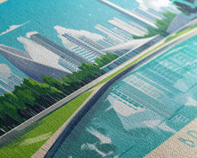 Load image into Gallery viewer, Brasilia, Brazil Panoramic Travel Poster Canvas Print, Brasilia, Brazil Painting, Brazil Art, Brasilia Panoramic Travel Art, Travel Painting
