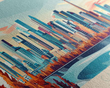 Carregar imagem no visualizador da galeria, Calgary, Canada Panoramic Travel Poster Canvas Print, Calgary, Canada Painting, Canada Art, Calgary Travel Art, Living Room Painting
