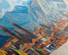 Load image into Gallery viewer, Cusco, Peru Travel Poster Panoramic Canvas Print, Cusco, Peru Painting, Peru Art, Cusco Travel Art, Guest Room Painting
