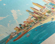 Load image into Gallery viewer, Dakar, Senegal Travel Poster Panoramic Canvas Print, Dakar, Senegal Painting, Senegal Art, Dakar Travel Art, Guest Room Painting
