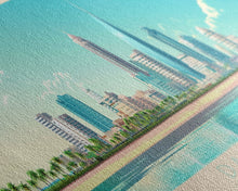 Load image into Gallery viewer, Dammam, Saudi Arabia Panoramic Travel Poster Canvas Print, Dammam, Saudi Arabia Painting, Saudi Arabia Art, Dammam Travel Art, Guest Room Painting
