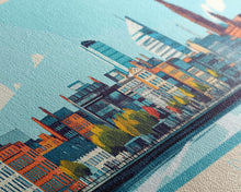 Load image into Gallery viewer, Dublin, Ireland Travel Poster Panoramic Canvas Print, Dublin, Ireland Painting, Ireland Art, Dublin Travel Art, Guest Room Painting
