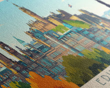 Load image into Gallery viewer, Edinburgh, Scotland Panoramic Travel Poster Canvas Print, Edinburgh, Scotland Painting, Scotland Art, Edinburgh Travel Art, Guest Room Painting
