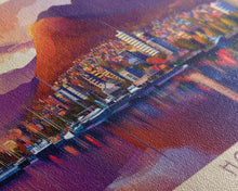 Cargar imagen en el visor de la galería, Hobart, Australia Panoramic Travel Poster Canvas Print, Hobart, Australia Painting, Australia Art, Hobart Travel Art, Guest Room Painting
