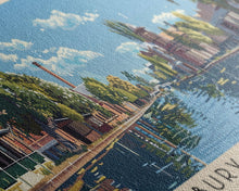 Load image into Gallery viewer, Albury–Wodonga, Australia Panoramic Canvas Print, Albury–Wodonga, Australia Painting, Australia Art, Albury–Wodonga Travel Poster, Travel Art, Housewarming Gift
