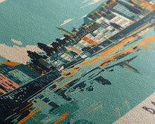Load image into Gallery viewer, Bangor, Wales Panoramic Canvas Print, Bangor, Wales Painting, Wales Art, Bangor Travel Poster, Travel Art, Housewarming Gift
