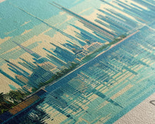 Load image into Gallery viewer, Dubai, United Arab Emirates Panoramic Canvas Print, Dubai, United Arab Emirates Painting, United Arab Emirates Art, Dubai Travel Poster, Travel Art, Housewarming Gift
