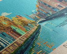 Load image into Gallery viewer, Dublin, Ireland Panoramic Canvas Print, Dublin, Ireland Painting, Ireland Art, Dublin Travel Poster, Travel Art, Guest Room Painting
