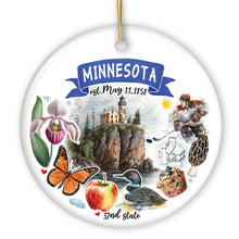 Carregar imagem no visualizador da galeria, Artistic Minnesota State Themes and Landmarks Christmas Ornament
