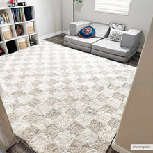 Carregar imagem no visualizador da galeria, Atira Light Brown Checkered Area Rug
