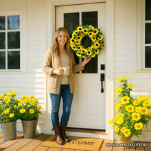 Carregar imagem no visualizador da galeria, Sunflower Wreath for Front Door or Home, 20 Inches
