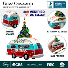 Carregar imagem no visualizador da galeria, Camping RV Glass Christmas Ornament, Camper Trailer Motorhome Traveler Gift
