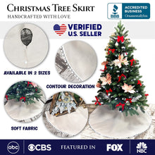 Load image into Gallery viewer, Cream Colored Pom Pom Christmas Tree Skirt
