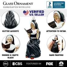 Load image into Gallery viewer, (Pre-Order) Eccentric Gothic Smoking Nun Glass Ornament, Unique Halloween and Emo Home Decor
