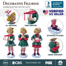 Load image into Gallery viewer, (Pre-Order) Elegant Victorian Christmas Girl Set of Three Figurines, 6&quot; Holiday Home Decor
