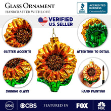 Load image into Gallery viewer, (Pre-Order) Glossy Charming Sunflower Glass Christmas Ornament, Flower Holiday Decor

