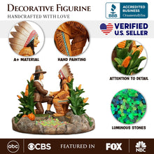 Load image into Gallery viewer, Harvest Harmony Kinship Between Native Americans and Pilgrims Figurine, 6&quot; Fall Decor and Thanksgiving Statue

