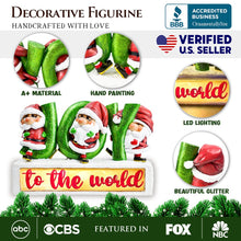 Load image into Gallery viewer, Joy to the World with Holiday Gnomes Lighted Statue, Tabletop LED Christmas Decor
