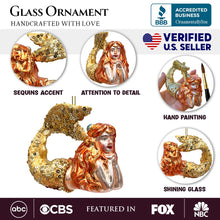 Carregar imagem no visualizador da galeria, Mesmerizing Mermaid Glass Ornament, Beachy Sea Goddess Holiday Decor
