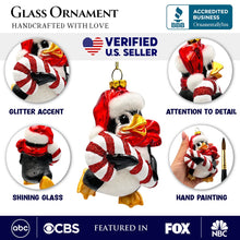 Carregar imagem no visualizador da galeria, Penguin with Candy Glass Christmas Ornament, Arctic Bird Classic Tree Decoration
