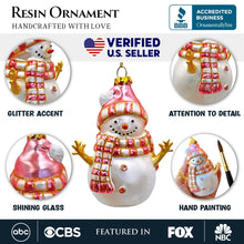 Load image into Gallery viewer, (Pre-Order) Pink Snowman Glass Ornament, Eclectic Christmas Tree Decor
