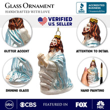 Carregar imagem no visualizador da galeria, Praying Jesus Handcrafted Glass Christmas Ornament, Religious Christian Tree Decoration

