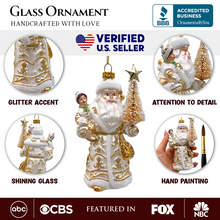 Load image into Gallery viewer, (Pre-Order) Radiant Gold Santa Claus Glass Christmas Ornament, Holiday Tree Decoration
