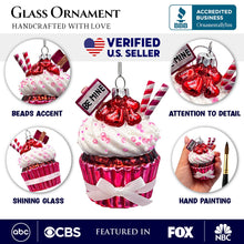 Carregar imagem no visualizador da galeria, Romantic Cupcake Glass Ornament, Romantic Keepsake Christmas Decor

