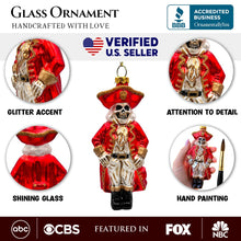 Load image into Gallery viewer, Spooky Pirate of the High Seas Glass Ornament, Creepy Halloween Tree Decoration
