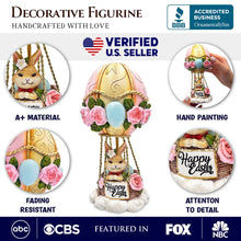 Carregar imagem no visualizador da galeria, Springtime Voyage Easter Bunny Hot Air Balloon Figurine, 7" Charming Holiday Decor
