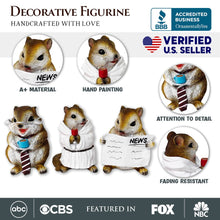 Load image into Gallery viewer, Whimsical Chipmunk Trio Set of Three Figurines, 5&quot; Cute Desk Decor and Garden Statues

