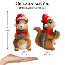 Cargar imagen en el visor de la galería, Charming Chipmunk with Santa Hat Figurine, 5&quot; Playful Christmas Rodent Garden Statue
