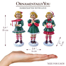 Load image into Gallery viewer, (Pre-Order) Elegant Victorian Christmas Girl Set of Three Figurines, 6&quot; Holiday Home Decor
