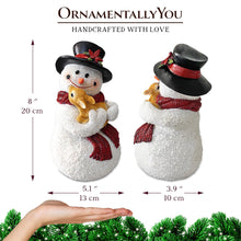 Load image into Gallery viewer, (Pre-Order) Enchanting Snowman and Fawn Home Holiday Decoration, 8&quot; Tall Winter Woodland Deer Figurine
